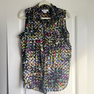 Liz Claiborne Colorful Polka Dot Sleeveless Blouse